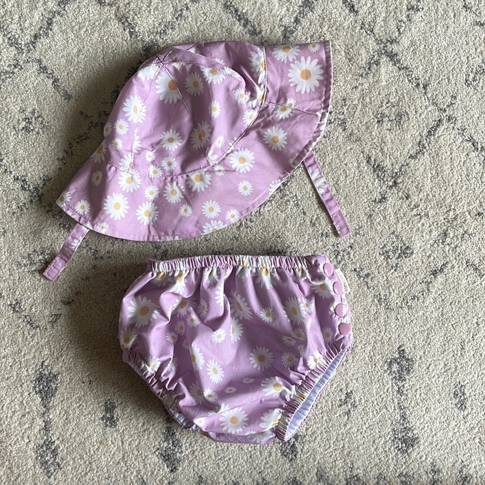 Baby Girl Swim Diaper with matching hat